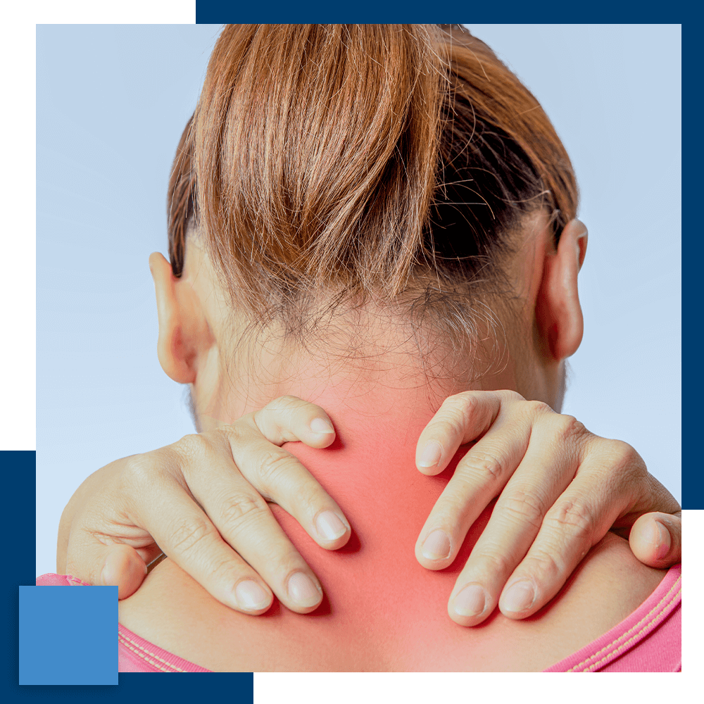 neckpain-fusion a woman in pain with her lower neck