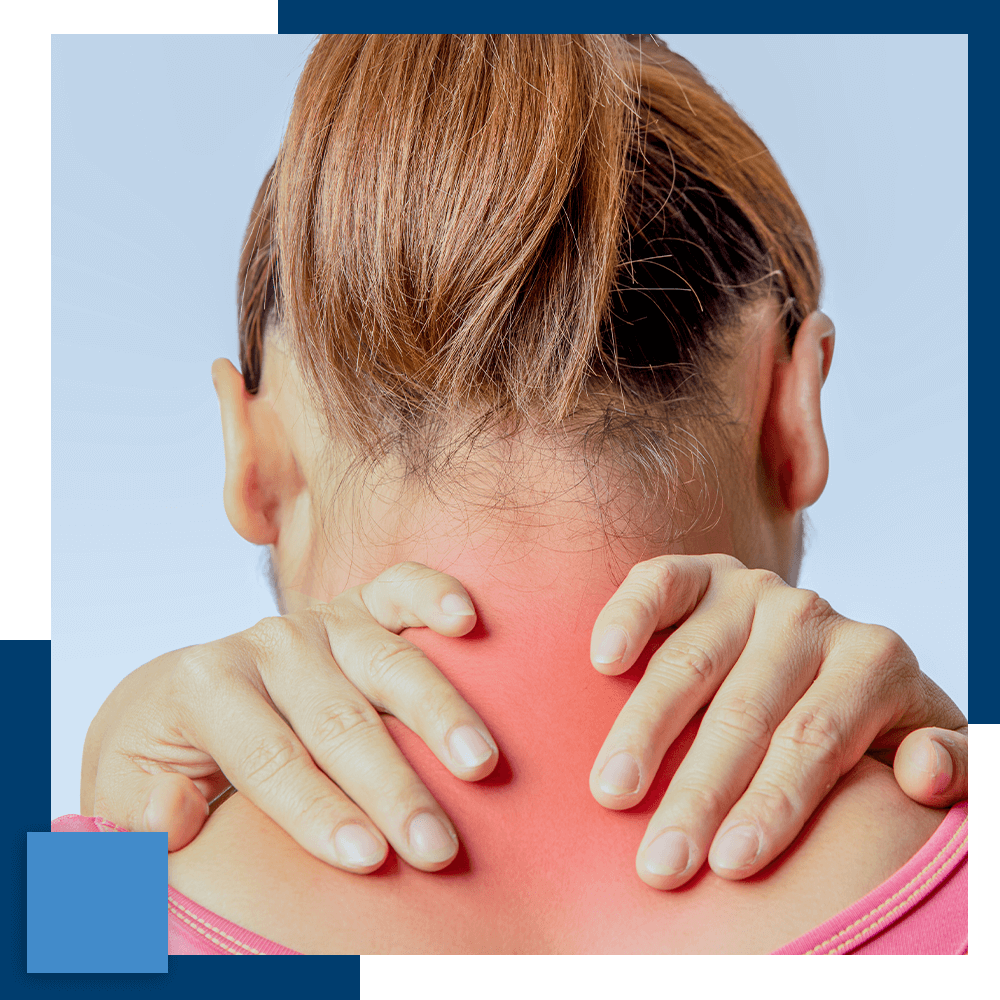 a woman in pain with her lower neck