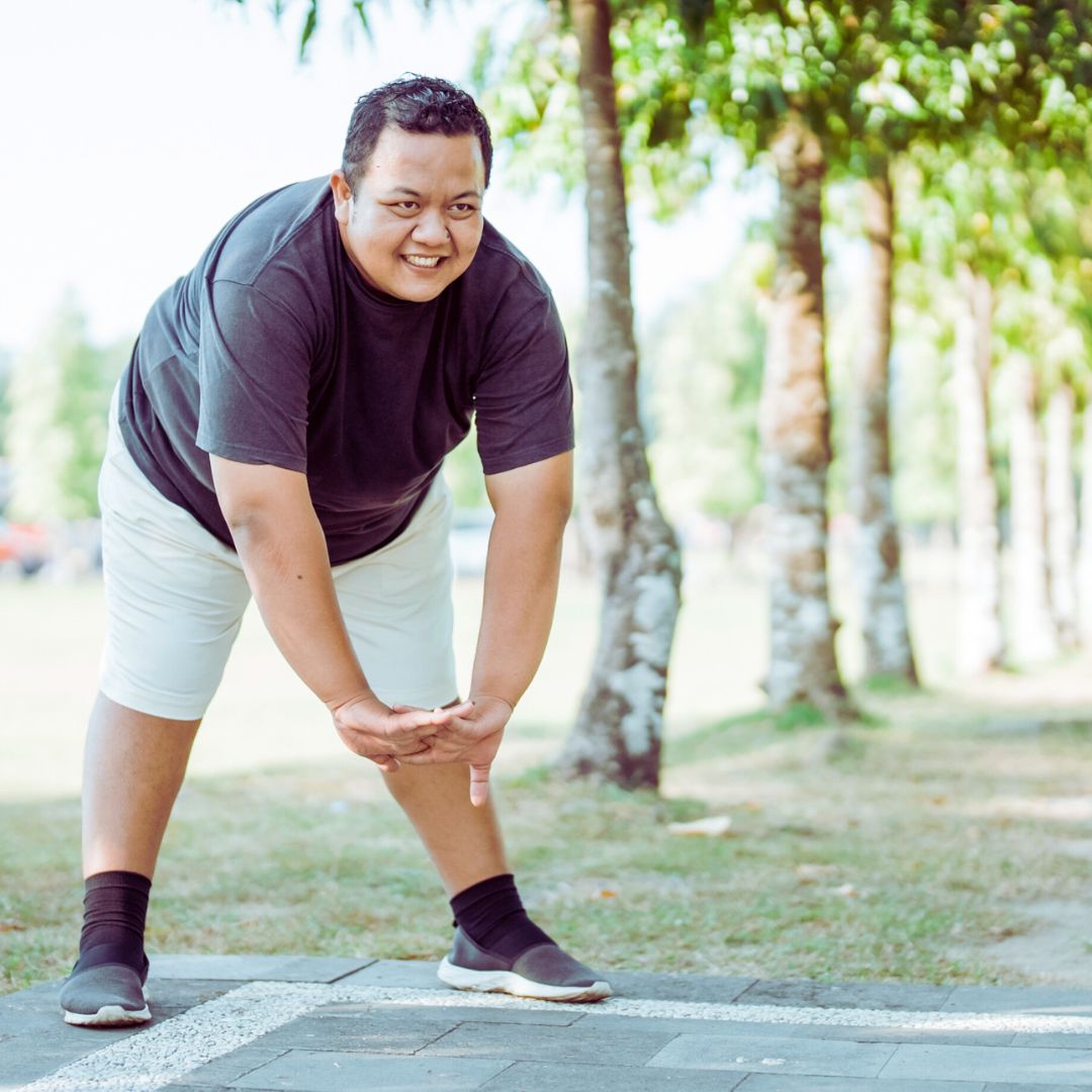 man stretching