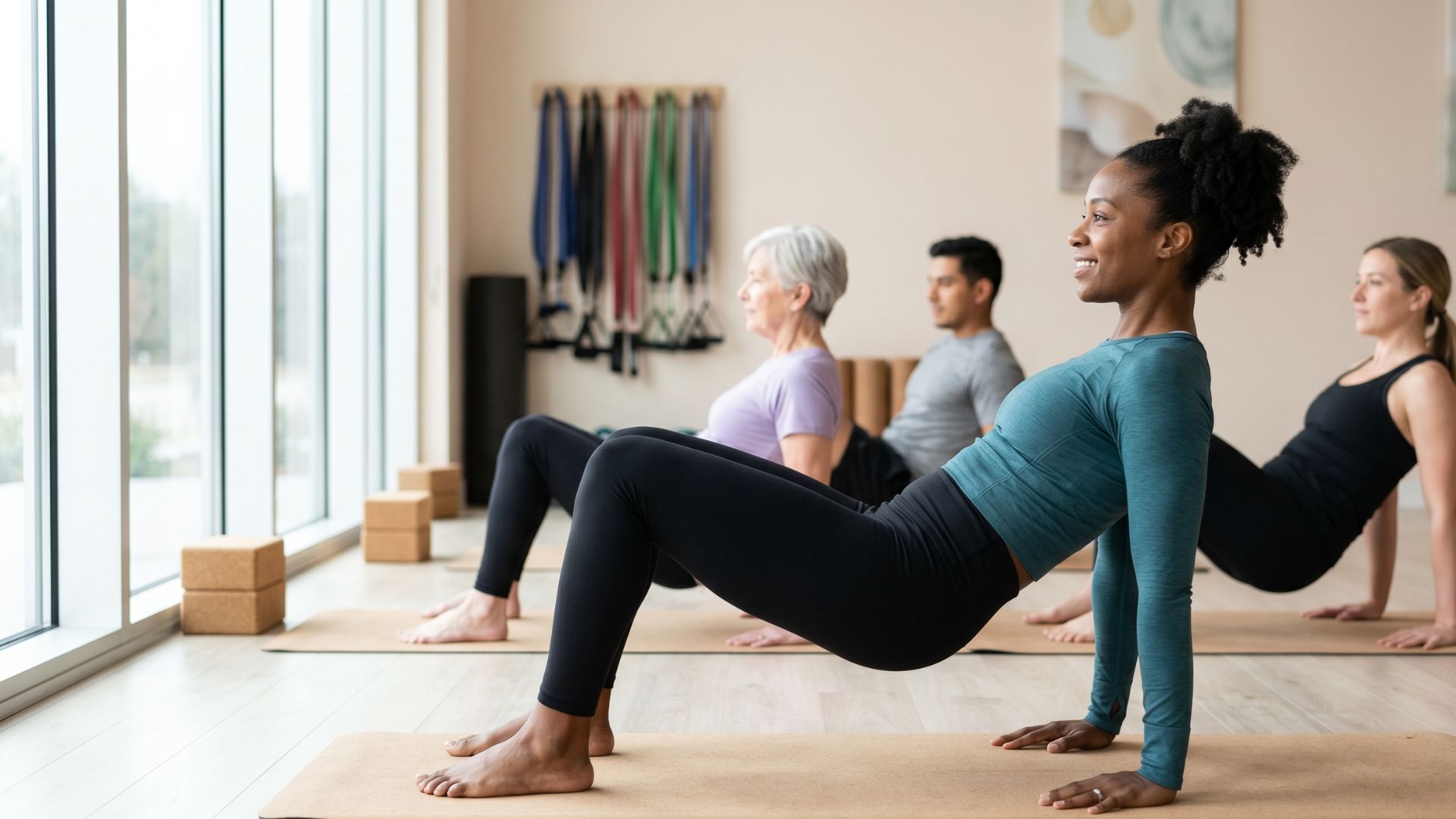 people in yoga class