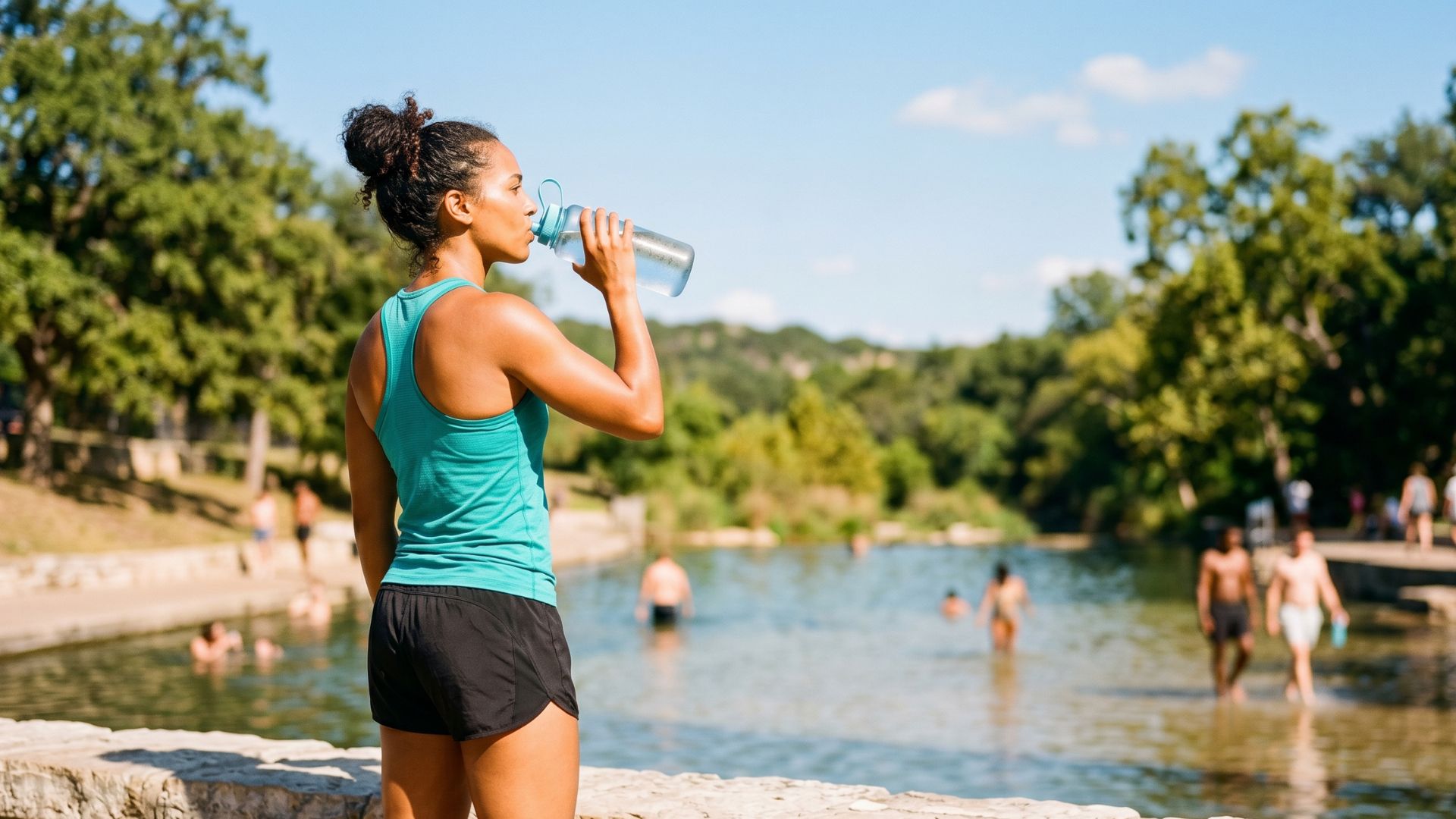 woman drinking water