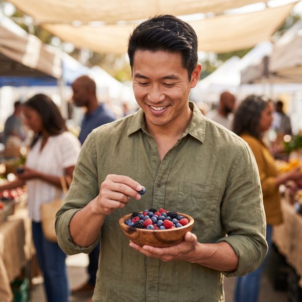man with berries