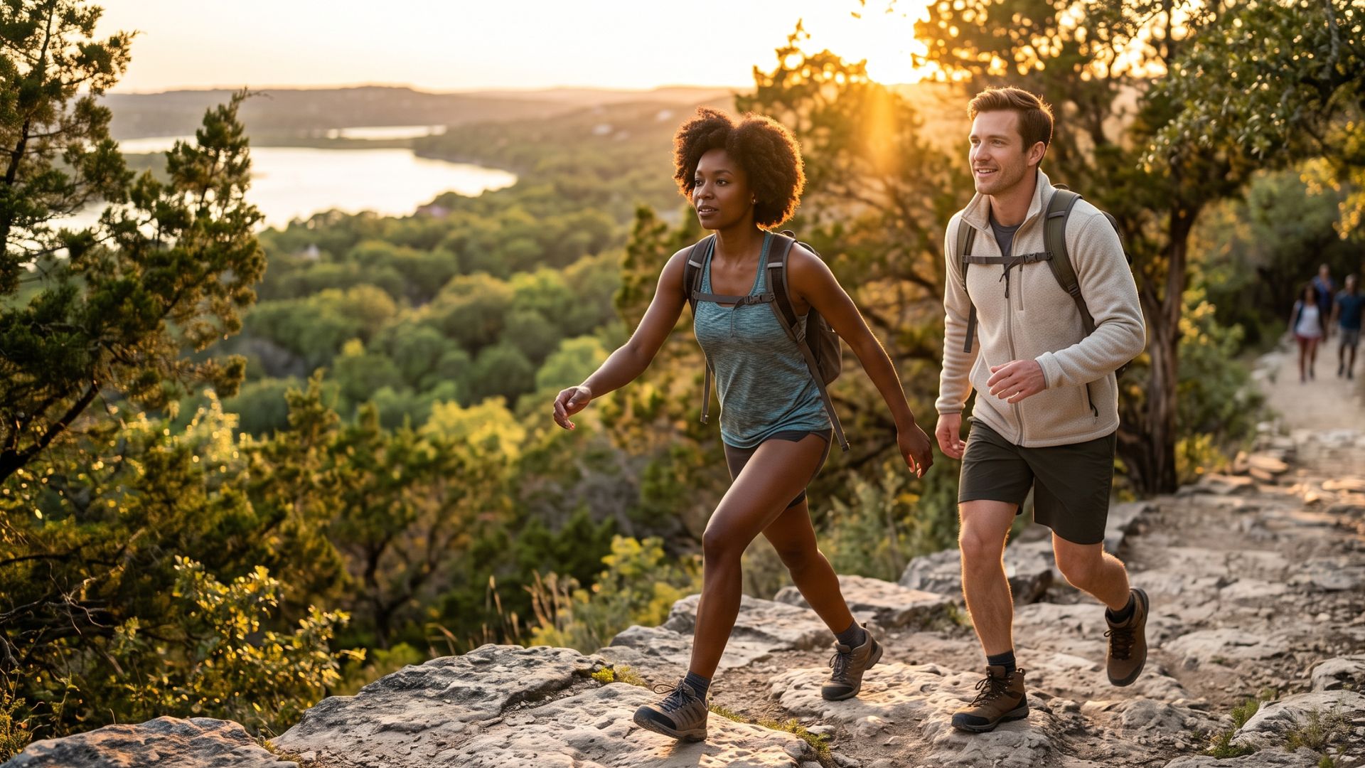 couple walking on path